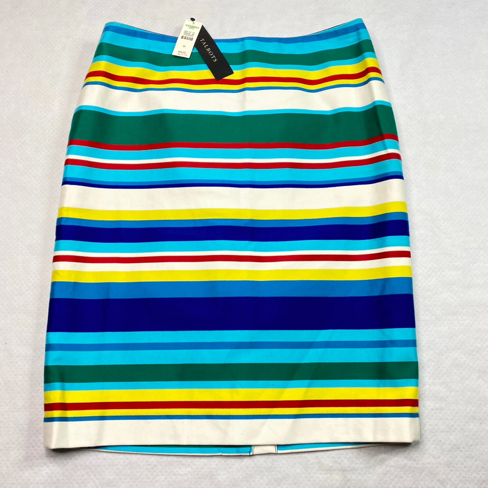 Talbots Skirt sz 4P Multicolor Striped Straight Art Gallery Coastal Summer NEW