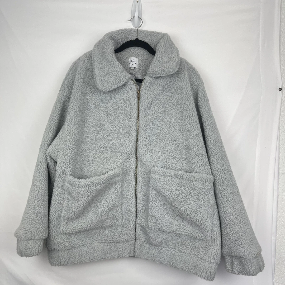 Princess Polly Gray Fleeced Oversized Zip Up Teddy Coat Jacket