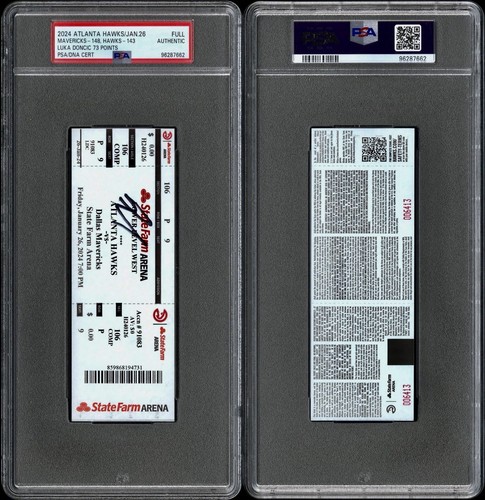LUKA DONCIC SIGNED 73 POINT GAME/CAREER HIGH FULL TICKET 1/26/2024 MAVS PSA AUTO - Picture 4 of 17