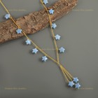 Natural Blue Opal Yellow Gold Vermeil Beaded October Birth Birthday New Necklace