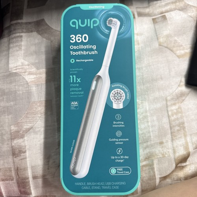 #ad #ad Quip 360 Oscillating Toothbrush Rechargeable w Traveling Case White Silver $22.00