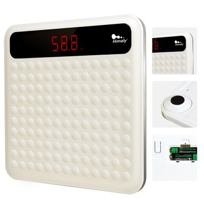 Himaly EB7011 Digital Bathroom Scale StepOn Tech 400lbs Large Non-Slip LCD White