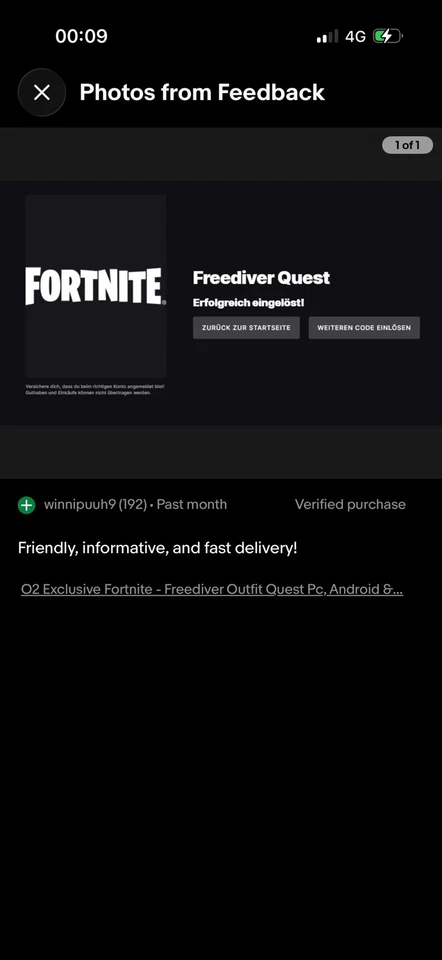 O2 Exclusive Fortnite - Freediver Outfit Quest Pc, Android e altro codice - Immagine 3 di 4