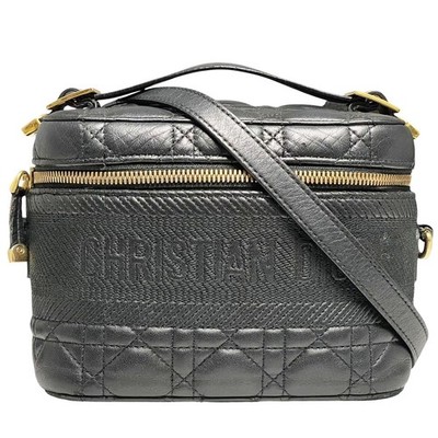 Christian Dior Travel Vanity Small 2Way Bag S5488Untr Black Cannage