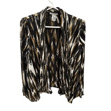 Alberto Makali Womens Open Front Blazer Pleated Small Aztec Bohochic Hippie Art