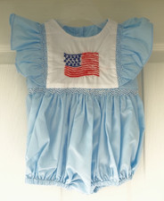 NWT Pleats Stitches Smocked Embroidered Flags Bubble Girl's Size 2T