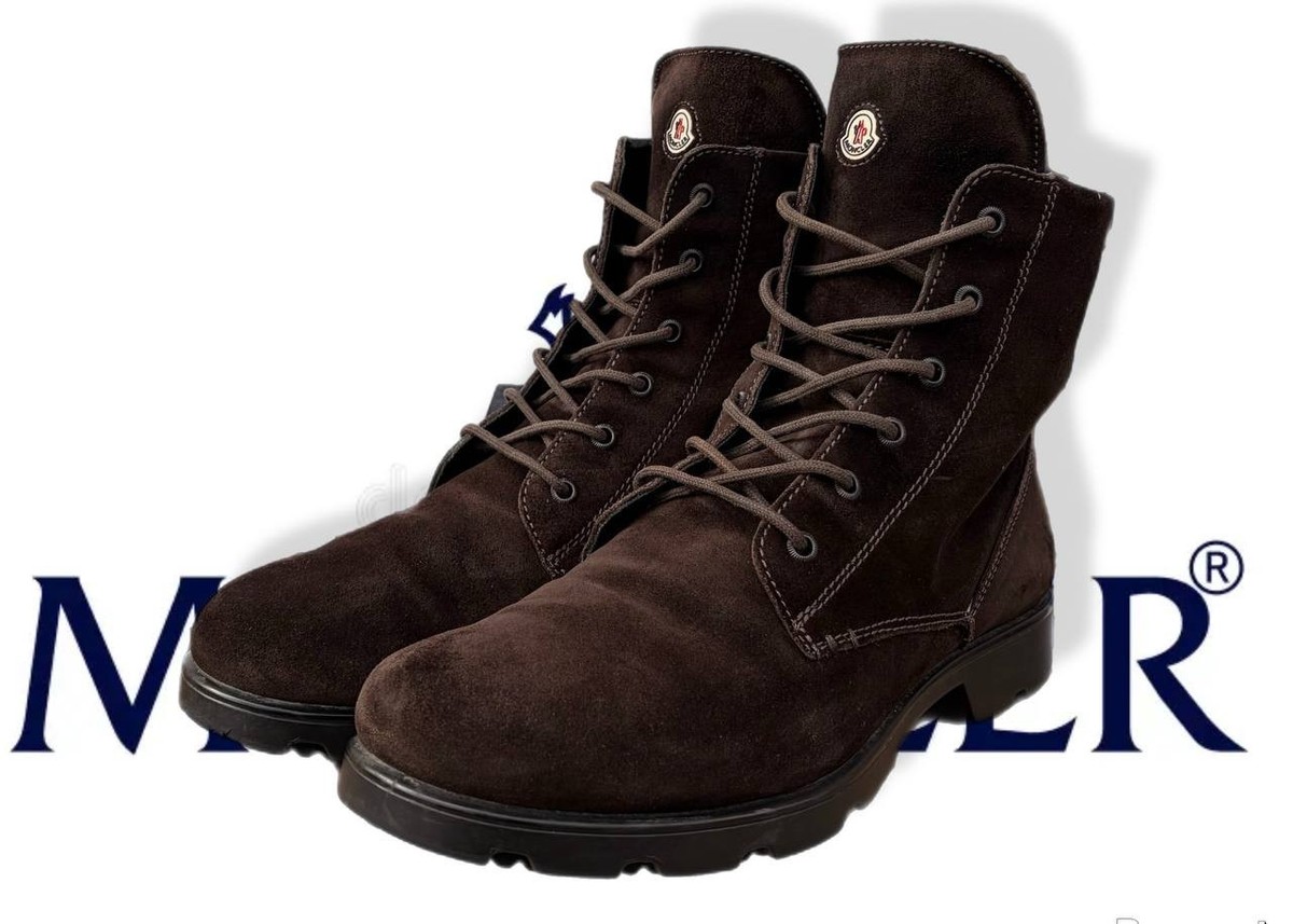 Moncler Combat Boots Men's Brown Suede Lace Up Size 42 US 9 Hiking