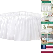 Silky White Wrap Around Bed Skirt for Queen Beds - Easy Fit Machine Washable