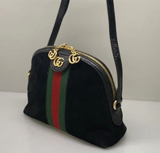 Borsa a tracolla Gucci Ophidia nera scamosciata righe web donna 499621 Italia autentica