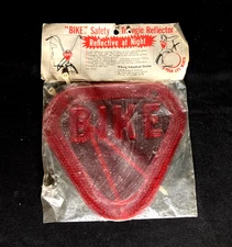 Vintage 1970s BIKE Safety Triangle Reflector Red New Old Stock unopened
