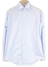 SUITSUPPLY MEN Classic Shirt 37/14 1/2 Blue Striped Slim Long