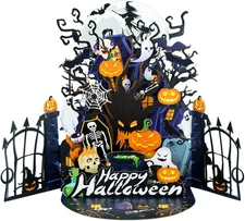 Happy Halloween Card - 3D Spooky Castle Pop up Halloween Cards and Envelopes Hor