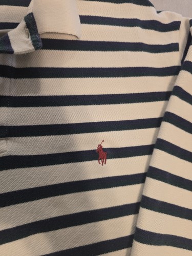 Polo Ralph Lauren Rugby Shirt Large, Long Sleeve, 90s/Y2k Vintage White Striped by Ralph Lauren, Size L, $28 - Photo 4