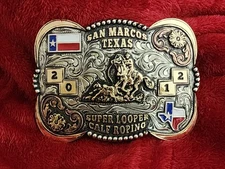 Rodeo☆2012☆X~Treme Calf Roping Champion Trophy Buckle☆San Marcos Texas☆Rare☆R98