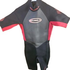 VintageO'Neill Hammer Wetsuit 2/1mm Shorty Spring Suit XS Black Red 90s Y2K Surf