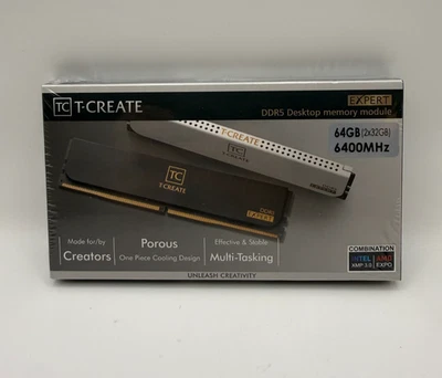 TEAMGROUP T-Create Expert 64GB 2x32GB DDR5 6400MHz Desktop RAM Black New - Image 1 of 2