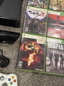 Xbox 360 S Black Console & Games Lot + Controllers - Resident Evil 5/Left 4 Dead