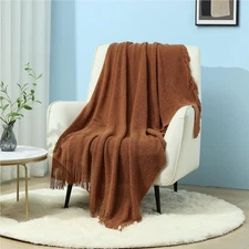 Stylish Acrylic Throw Blanket 50''x60'' - Lightweight Caramel Blanket for Home