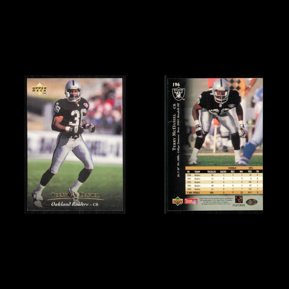 Terry McDaniel #196 1995 Upper Deck Electric Oakland Raiders Football Card NFL - Image 3 of 3