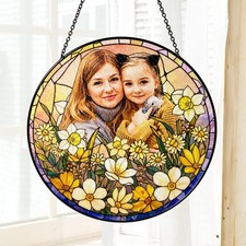 Custom Photo Stained Glass Suncatcher, Personalized Mother  s Day Gift from Kids