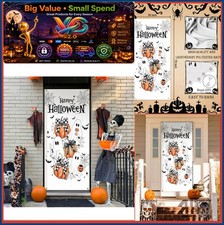 Halloween Door Curtain Banner 35x79 Inch Polyester Coquette Bow Pumpkin Ghost