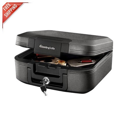 Durable Charcoal Gray Fireproof Lock Box   Waterproof Portable Safe, 0.28 Cu Ft