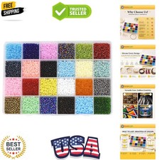 8/0 Glass Seed Beads for Beadwork 9000 Pcs 3mm Multicolor Round Small Rocai...