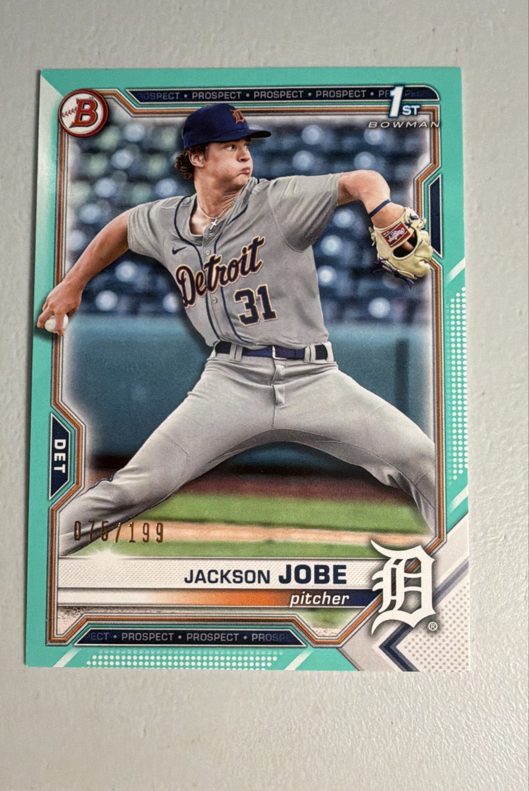 2021 Bowman Draft - Jackson Jobe #BD-69 Aqua /199 1st Bowman Detroit Tigers
