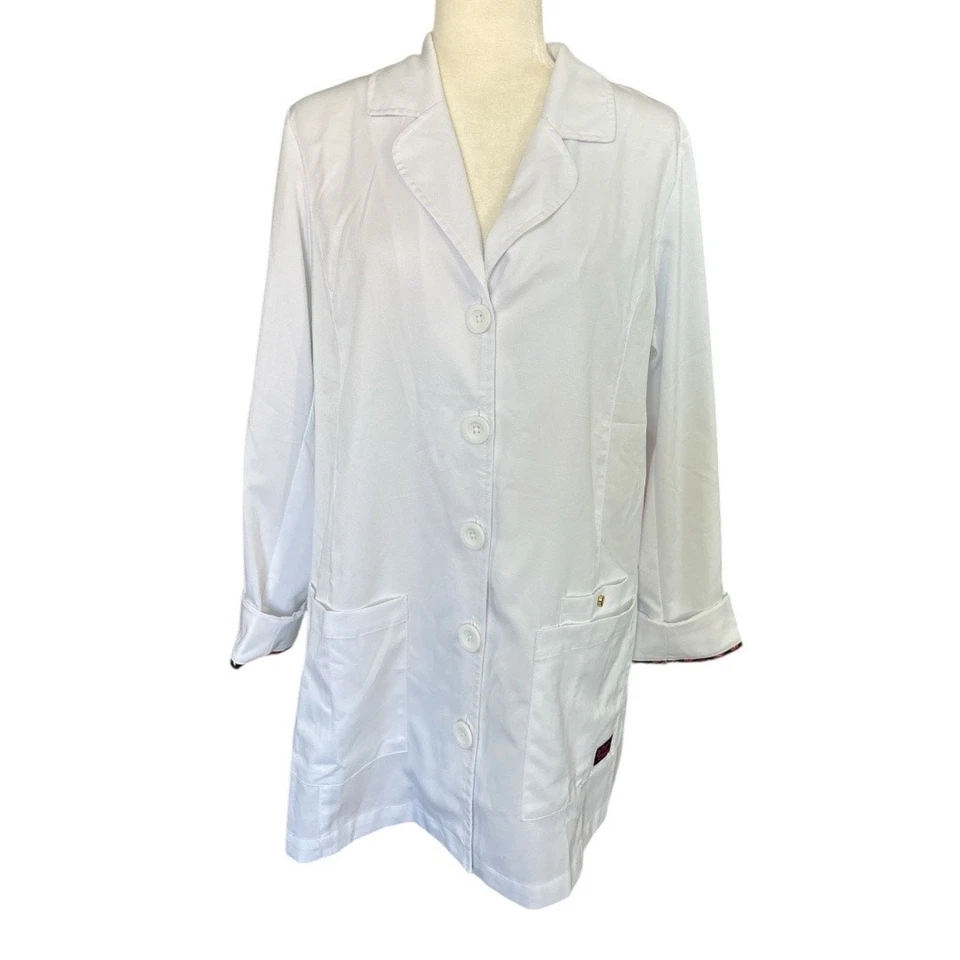 Betsey Johnson Women's Marigold Lab Coat White Size Medium Medical Notch Lapel - Image 2 of 4