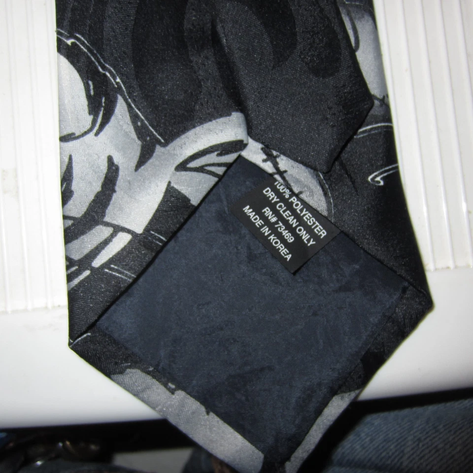 Disney Winnie The Pooh Characters Black Grey Print Men's Neck Tie - Image 4 of 4