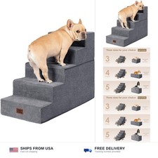 EHEYCIGA Dog Stairs for High Bed 22.5" H, 5-Step Dog Steps for Bed, Pet Steps...