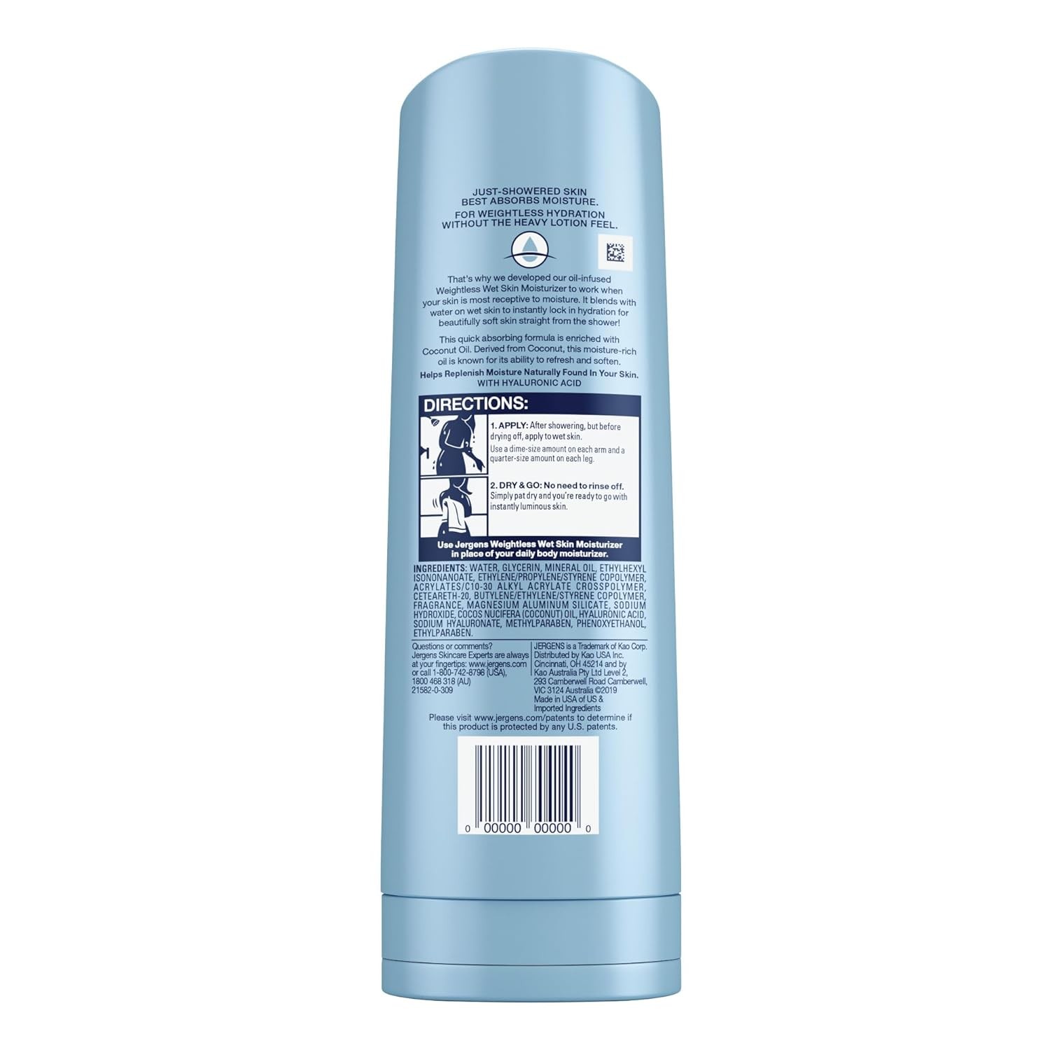 Jergens Wet Skin Body Lotion with Coconut Oil, In Shower Lotion 10 Ounce .