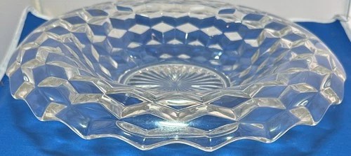 Vintage Fostoria American Cube #2056 - 12" Bowl with rolled edge - Clear Glass