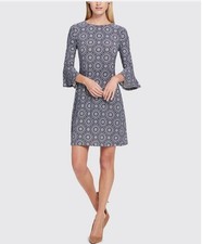 Tommy Hilfiger Bohemian Mini Daisy Chain Jersey Shift Dress Bell Sleeves Sz 6