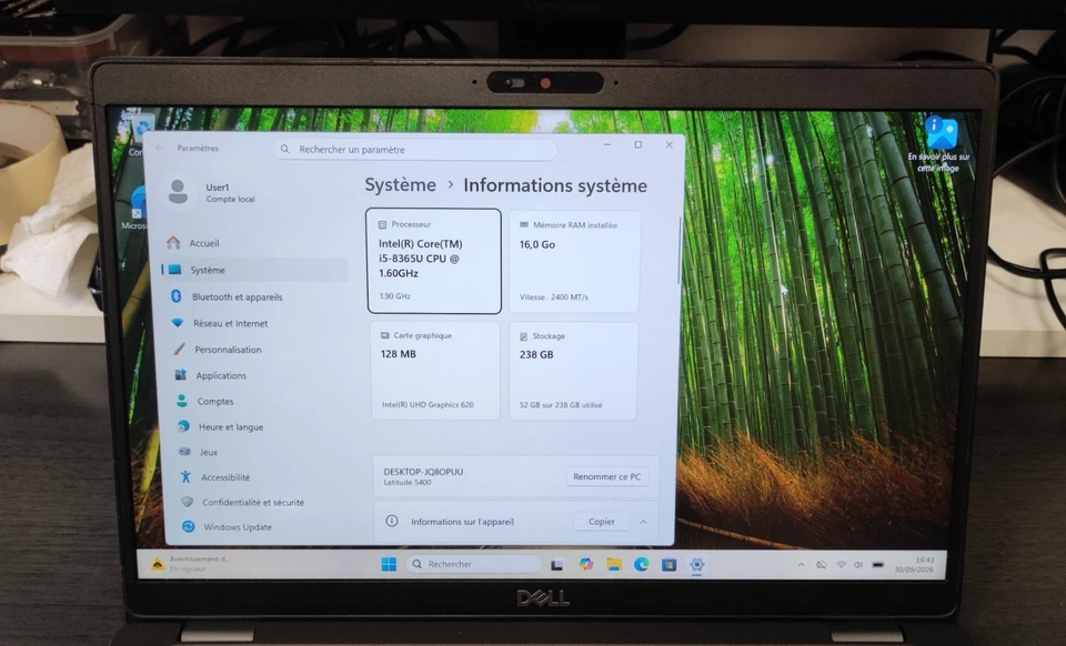 Dell Latitude 5400 · i5-8365U · 16GB · 250GB, photo 3 sur 5