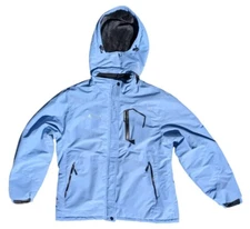 Moerdeng XL Snow Ski Coat Jacket Hooded Faux Fur Lined Wind Resistant  Blue 