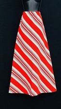 Vintage 1970s red white striped maxi skirt, gray knit high wait boho A line S