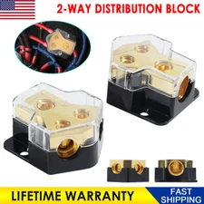2x 2way Power Ground Amp Distribution Block 0/2/4 Gauge Input 4/6/8 Gauge Output