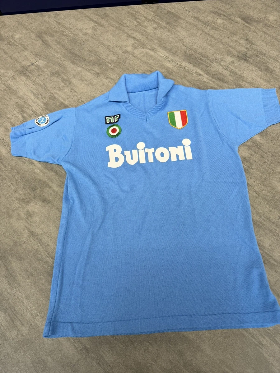 Maillot De Foot Vintage Laine Années 80 – Rouge Et Bleu, Taille Unique