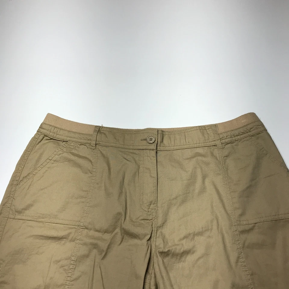 Pantalones Cortos Ashley Stewart Para Mujer Talla 18 Plus Tostado Caqui Botón Pestaña Puños Ajustables Foto 3 de 4