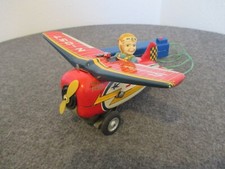 1960'S MODERN TOYS SWALLOW N-057 RARE BATTERY OPERATED TIN LOOP PLANE WORKS-READ