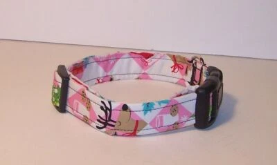 HANDMADE Wet Nose Designs Holiday Diva Dog Collar Christmas Pink Reindeer Tree Cookies #2