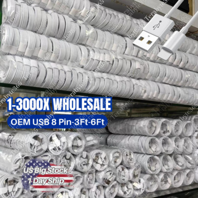 Wholesale Bulk Lot USB Cable 3Ft 6Ft For Apple iPhone 14/13/12/11/8 Charger Cord