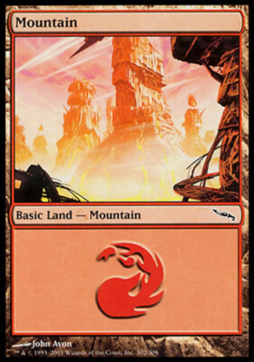 Mountain (302) - Foil ~ Heavily Played Mirrodin MTG Magic