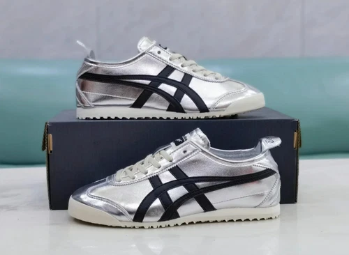 Zapatillas clásicas unisex Onitsuka Tiger MEXICO 66 1183B566-020 plateadas puras/negras - Imagen 2 de 22