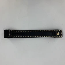 Saks Fifth Avenue Women's Italian Leather Belt Black Gold Studs Size L NWOT $168