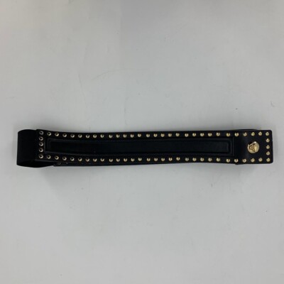Saks Fifth Avenue Women's Italian Leather Belt Black Gold Studs Size L NWOT $168