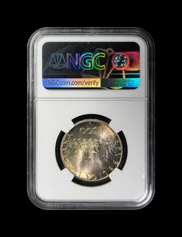 ITALY. 1967, 500 Lire, Silver - NGC MS65 - Nina, Pinta, Santa Maria Ship 🌈 Tone - Image 4 of 4