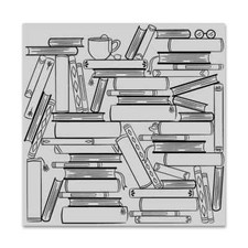 Hero Arts "BOOK STACKS" Background Cling Bold Prints Stamp 6"x6"