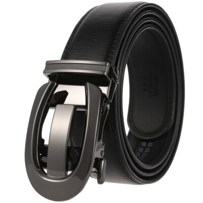 Hot Sale Men's Cow Leather Belt Automatic Buckle Belt Ratchet Strap Gift Dress E - Foto 5